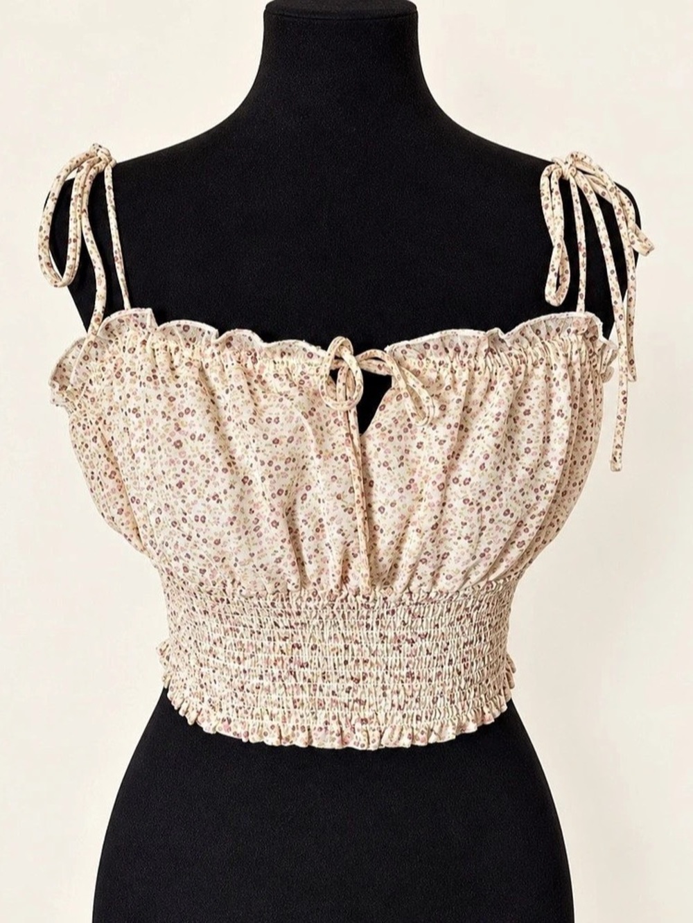 Forever 21 Floral Tie-Strap Crop Top in Pink & White Size Large